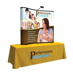 6ft curved show n rise table top pop up display