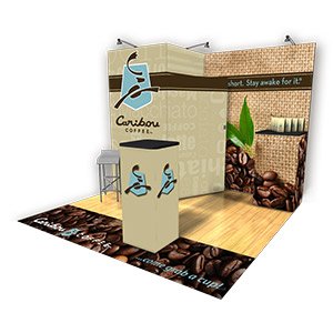 10x10 trade show booth with instep printed carpet strip graphics