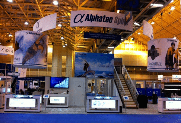 30x40 double deck trade show rental display with double deck and custom tension fabric graphics