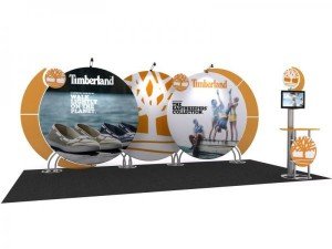 Visionary Designs RF-5201 hybrid Eco-Friendly trade show booth design with lots of curves!