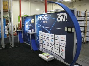 custom eco-2009 trade show booth with recycled fabric graphics
