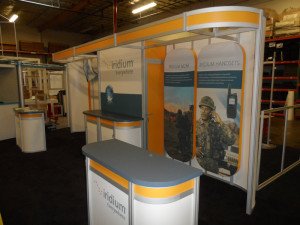 custom visionary design hybrid trade show booth with tension fabric graphics