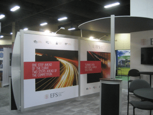 eco friendly expo display with cusom tower graphic changes into 10ft 20ft and 30ft display-resized-600