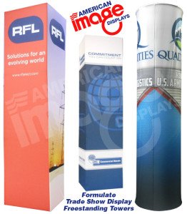 free standing trade show display fabric towers