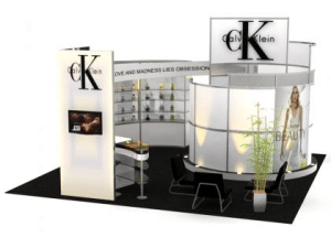 hybrid island trade show display with fabric panels and meeting area-resized-600