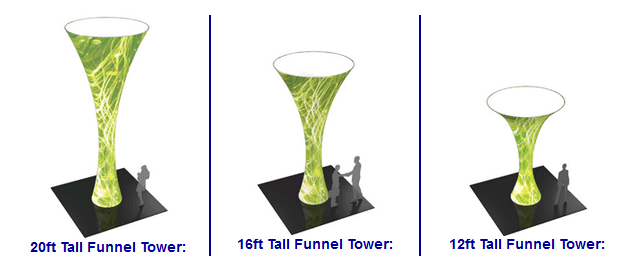 trade show fabric funnel towers