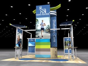 visionary designs hybrid trade show booth with fabric graphics and double sided towers vk-5077_main
