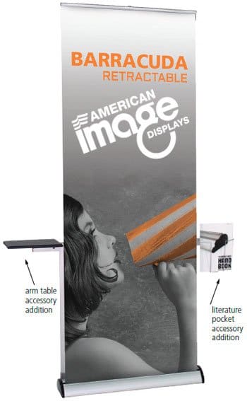 Imagine Premium Banner Stand with Optional Accessories Shown