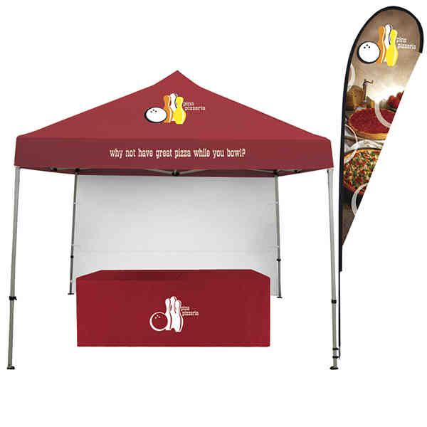 tent with sail sign and table throw