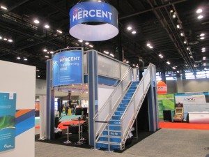 20x20 truss trade show booth with second floor - twice the booth space and private meetings!