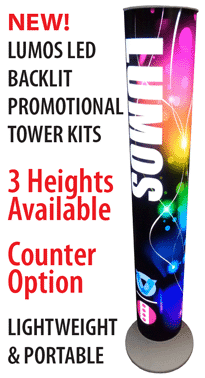 Lumos Illuminated Towers 1 Lumos Mini Tower Illuminated Trade Show Display Sign