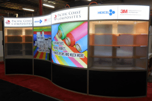 custom backlit trade show display cases and shelves