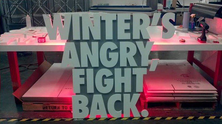 Retail Display Ideas - Store display “Winter’s Angry, Fight Back.”