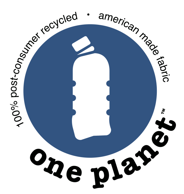 one planet recycled plastic stretch fabric graphic