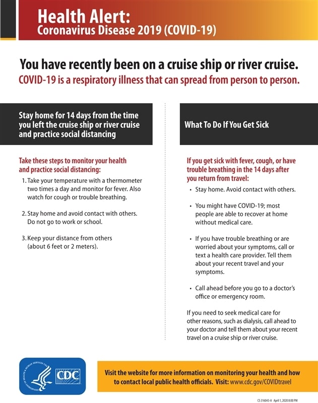 Traveler Health Alert Notice For Cruise Ships 11in X 14in Metal Sign
