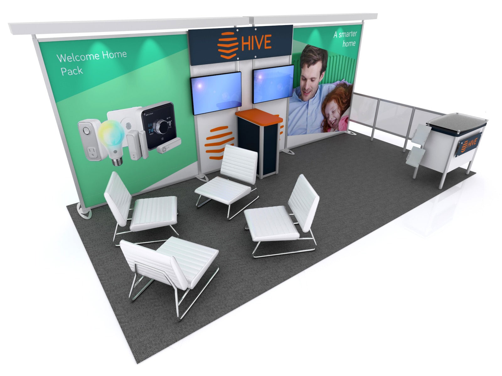 Custom 10x20 with Trade Show Furniture Shown - DM VK-2068