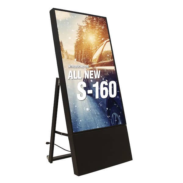 Opulent Digital Media Display Tower Incline A-Board Sandwich Board Streaming Loop Tradeshow Display