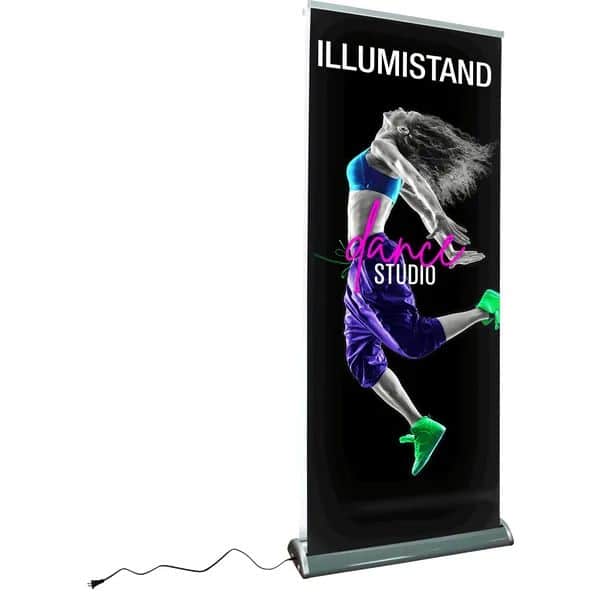 Illumistand double sided Backlit retractable banner stand with LED lighting